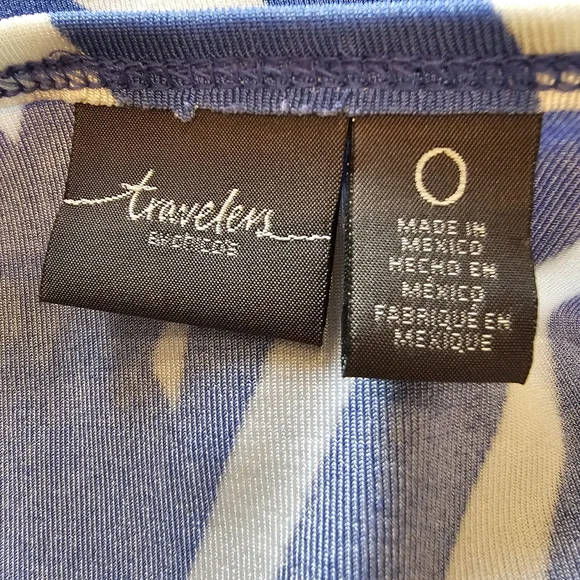 TRAVELERS by CHICO'S Stretch Resort Side slit Maxi Dress Blue White Size 0/small - Picture 10 of 11